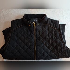 Love Tree Quilted Puffer Vest Black Gold Zipper Size 2X Women's Lightweight